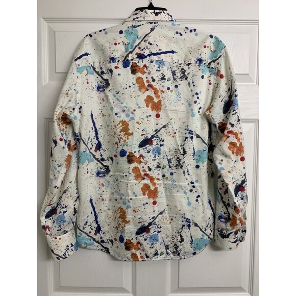 Patrick James Artsy Paint Slatter Button Down Shirt Size M - Picture 3 of 9